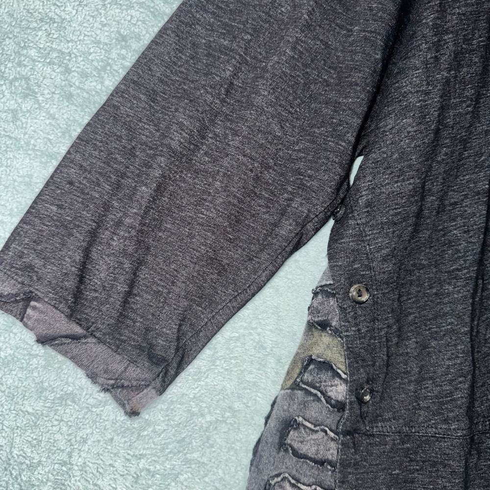 Women's Parsley & Sage Gray Black Tunic Top Size 1x Boho Patterned Artsy Button - Picture 4 of 12